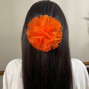 Orange Medium Handmade Hair Bow With Clip. 5"x 3.5" bow